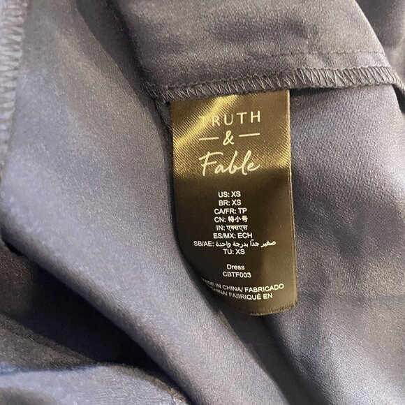 TRUTH & FABLE Women XSmall Lace Dress  Bridesmaid Midi Blue Modest Church Social - Picture 12 of 14